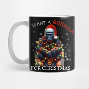 I Want a Gorilla For Christmas Wearing Santa Hat Christmas Mug